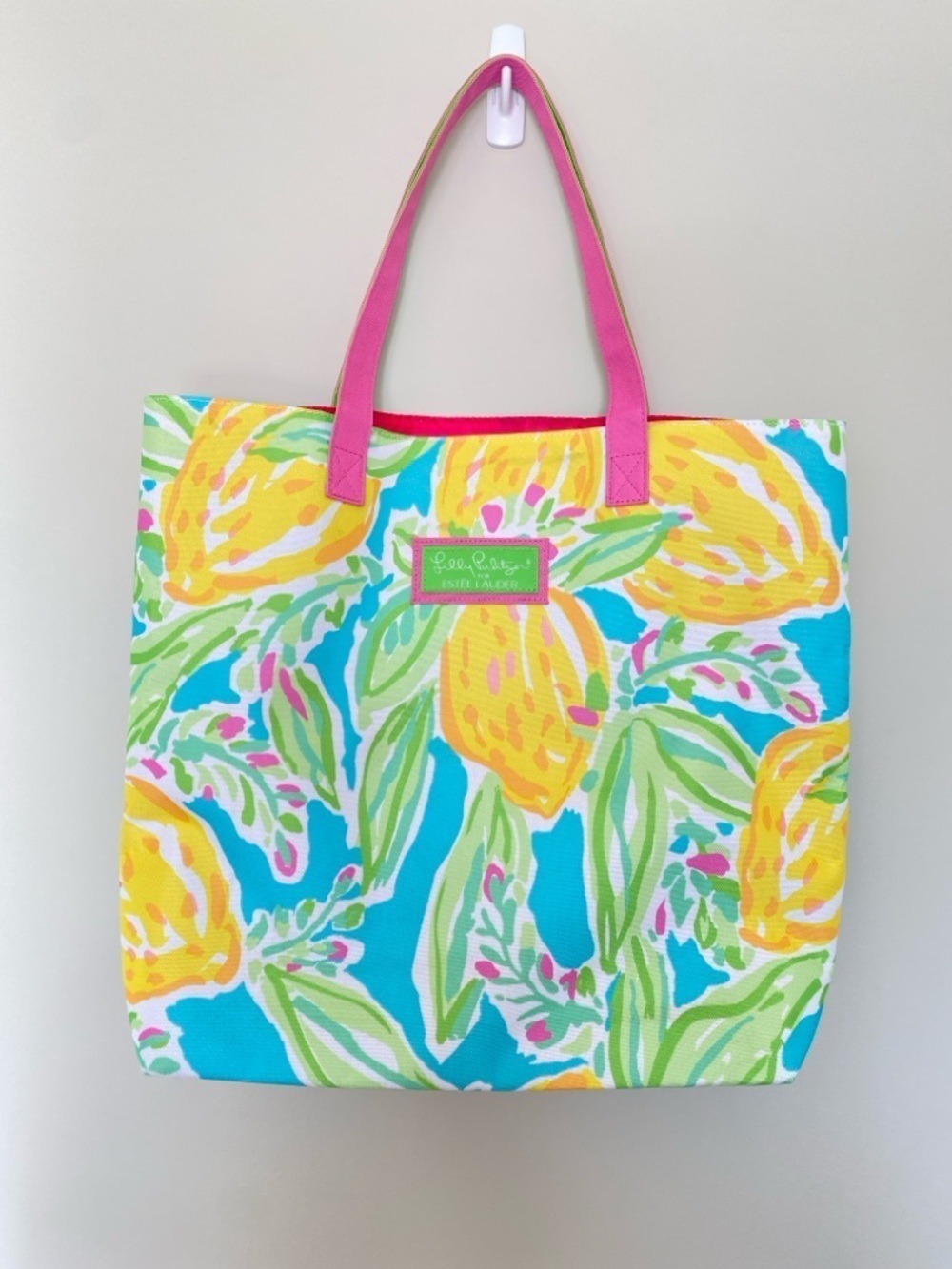 Lilly Pulitzer X Estee Lauder Canvas Tote Bag Beach Summer Spring Shoulder Bag